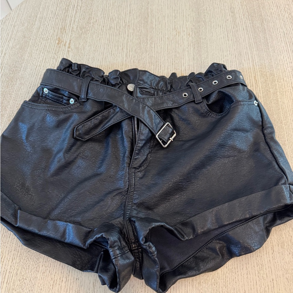 BDG Black High Waist Shorts with Paper Bag Waist